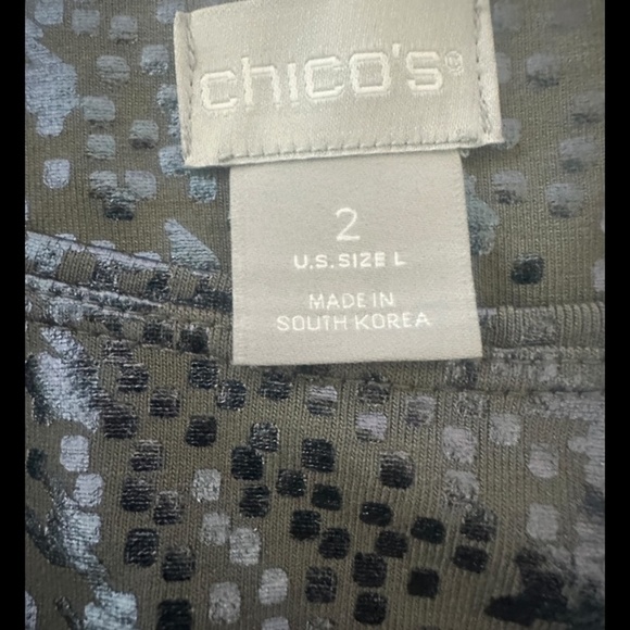 Chico's Touch of Cool Foil Houndstooth Long Sleeve Layer Top Basic Knit - Picture 6 of 7